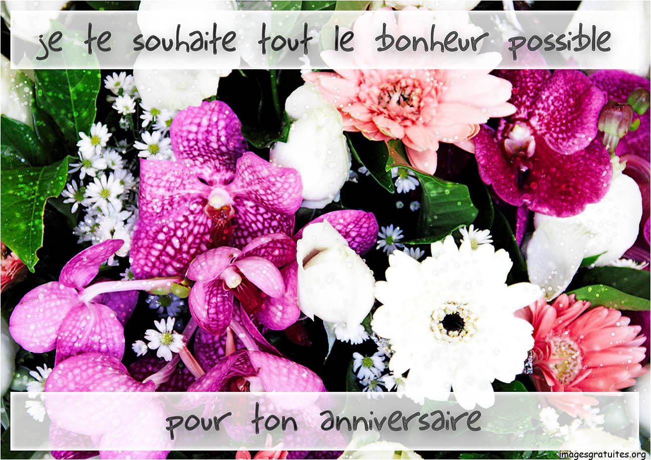 ᐅ image joyeux anniversaire avec des fleurs - Anniversaire images gratuites