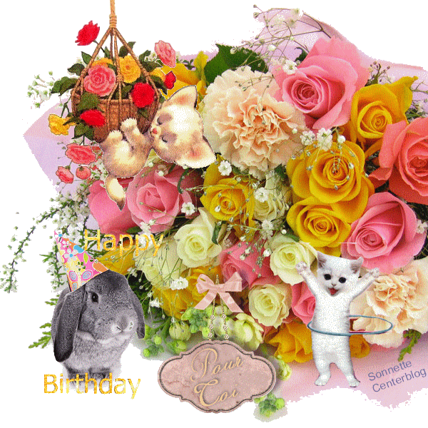 ᐅ image joyeux anniversaire avec des fleurs - Anniversaire images gratuites